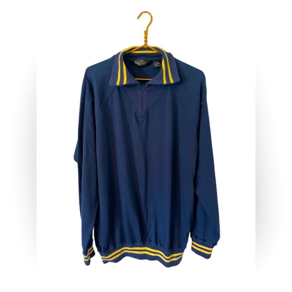 Vintage Kenny Rogers Men’s XL Blue & Yellow Varsity 1/4 Zip Sweater Pullover